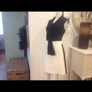 New Burberry off white satin stripe skirt Size 4